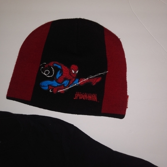 Marvel Spider Man T-shirt & knit cap, XL, Black , pre-owned - Picture 2 of 6